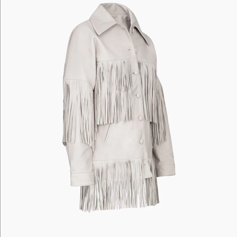 NWT DANCASSAB LORETTA FRINGE JACKET SZ M DOVE GRAY Coastal Cowgirl Z174 - Picture 4 of 11
